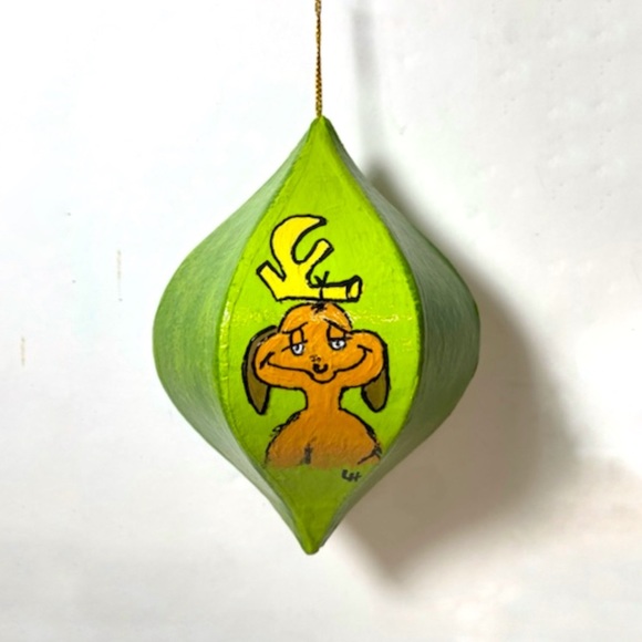 ORIGINAL Hand Painted Grinch Max Cindy Lou Who 6 Sided Paper Mache Ornament - Picture 8 of 10